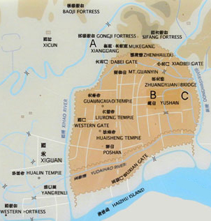 墓葬与清代广州城区关系（A为南越王墓）